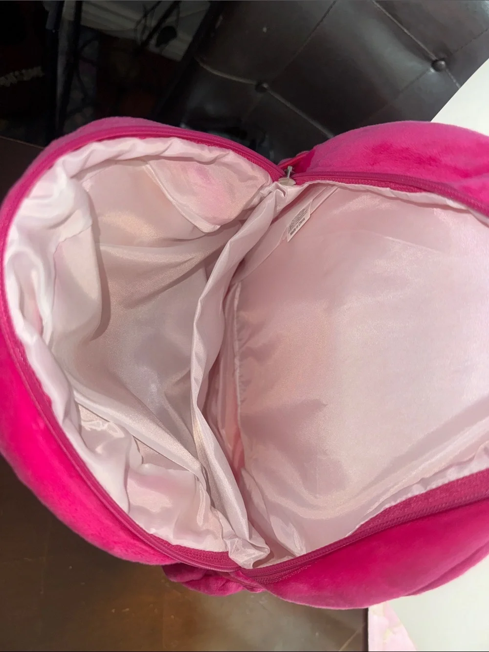 Girls Plush Character Backpack in Bright Pink with Heart Details